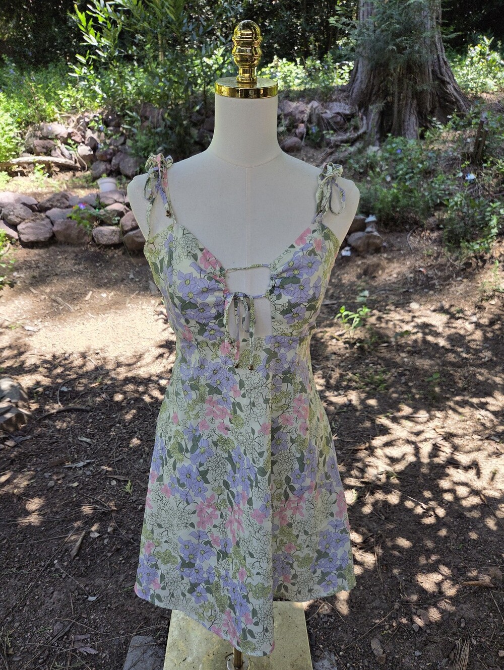 Cider Green Floral Fairy Mini Dress Size Small